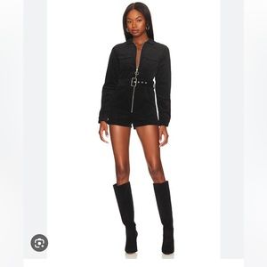 Super Down charlotte cord romper in black